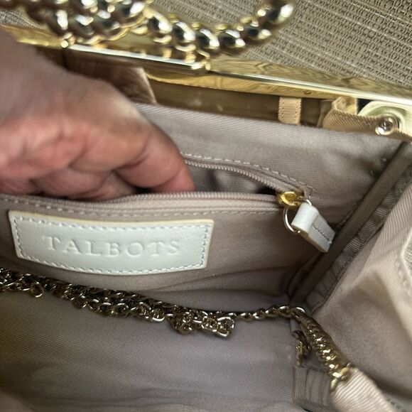 Talbots Straw Purse With Gold-tone Chain Crossbody Purse - Picture 4 of 7
